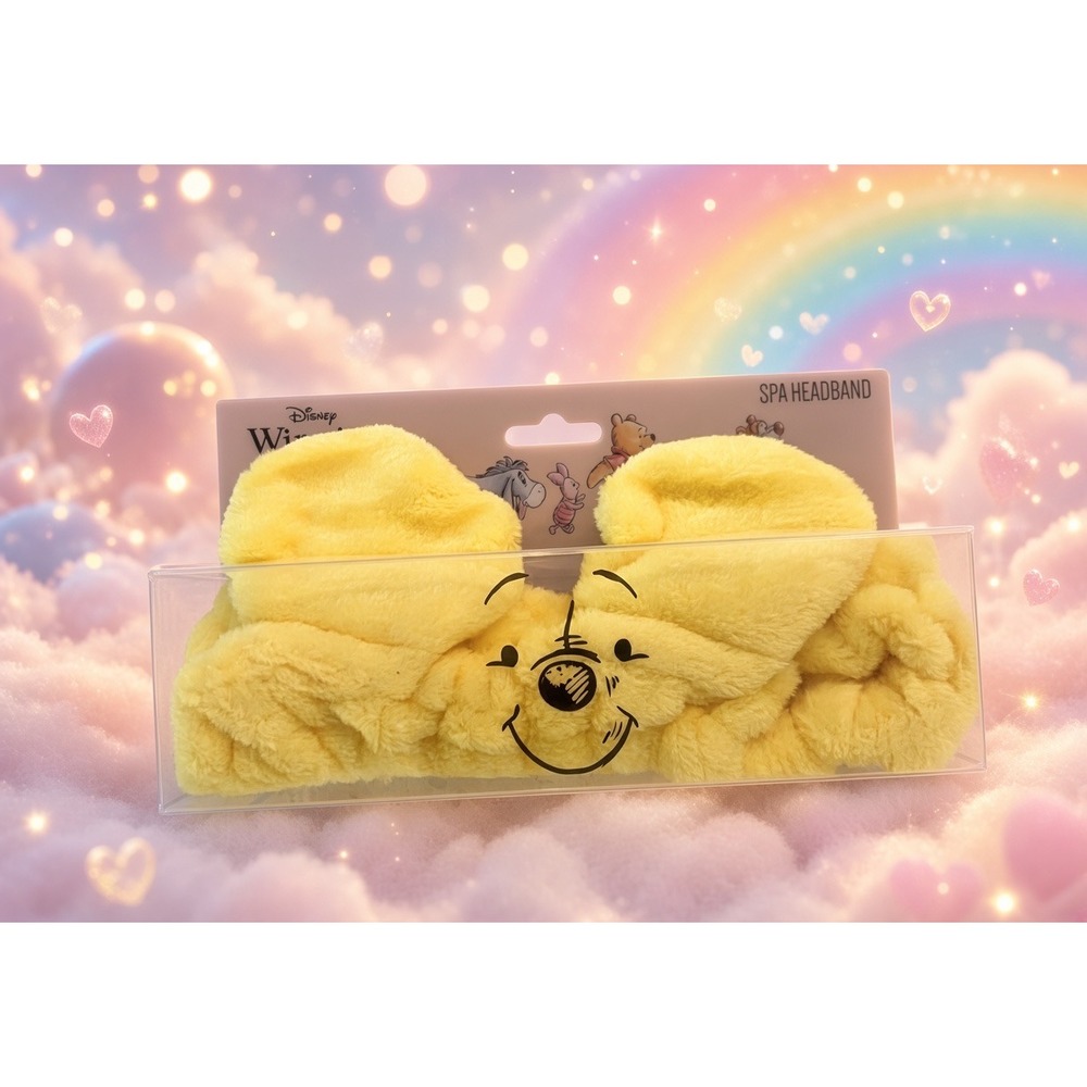 Disney Winnie the Pooh Spa Headband Yellow Plush Skincare Makeup Hair Band New